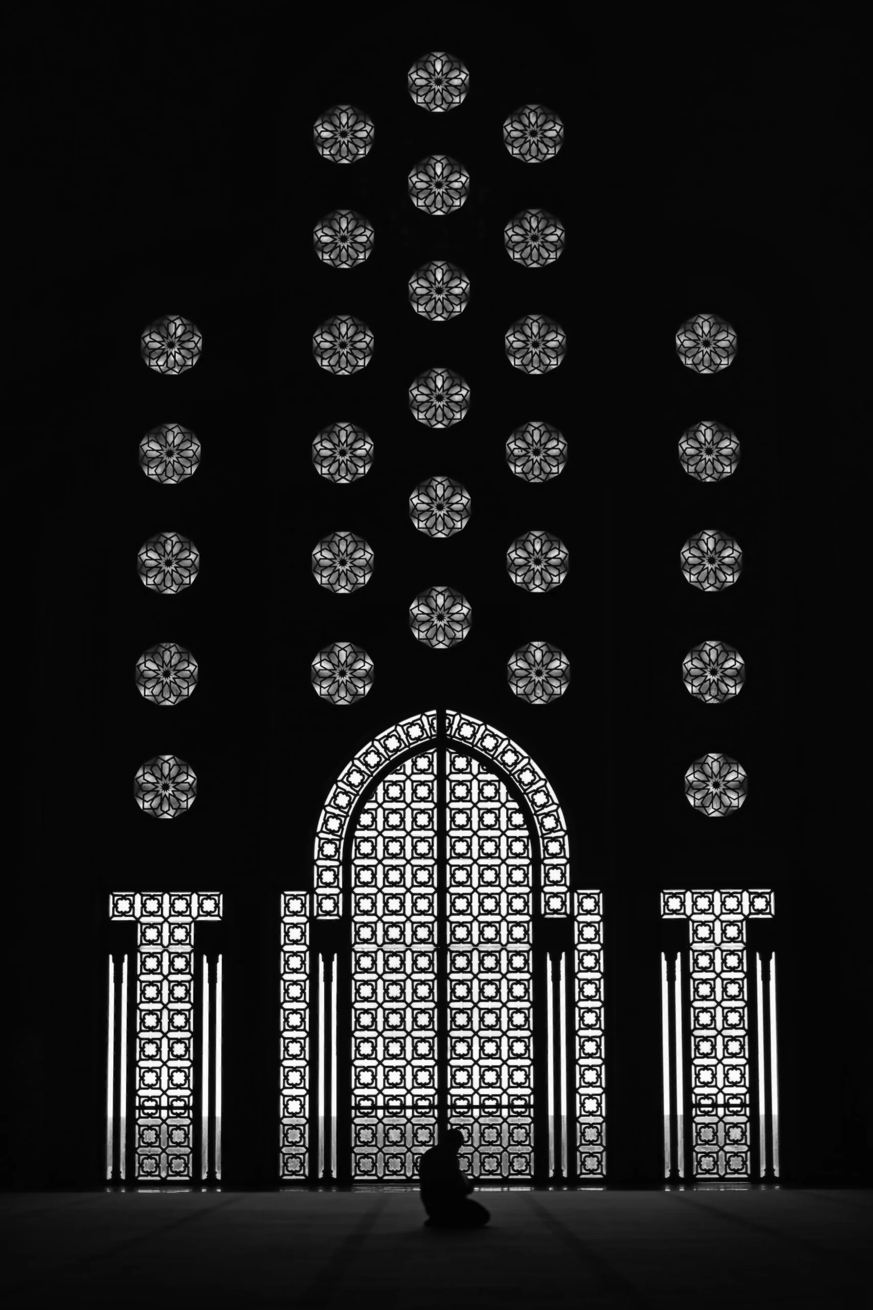 Silhouette inside Hassan II Mosque in Casablanca