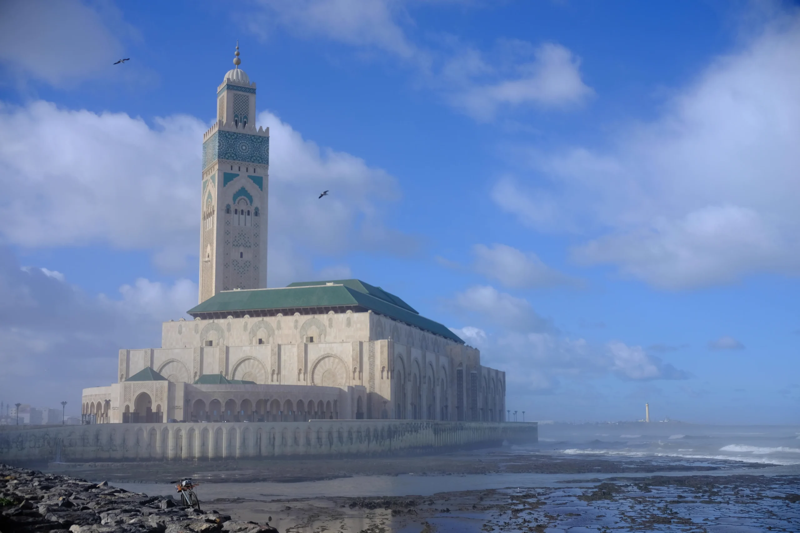 Grand Hassan II Mosque beside the ocean in Casablanca