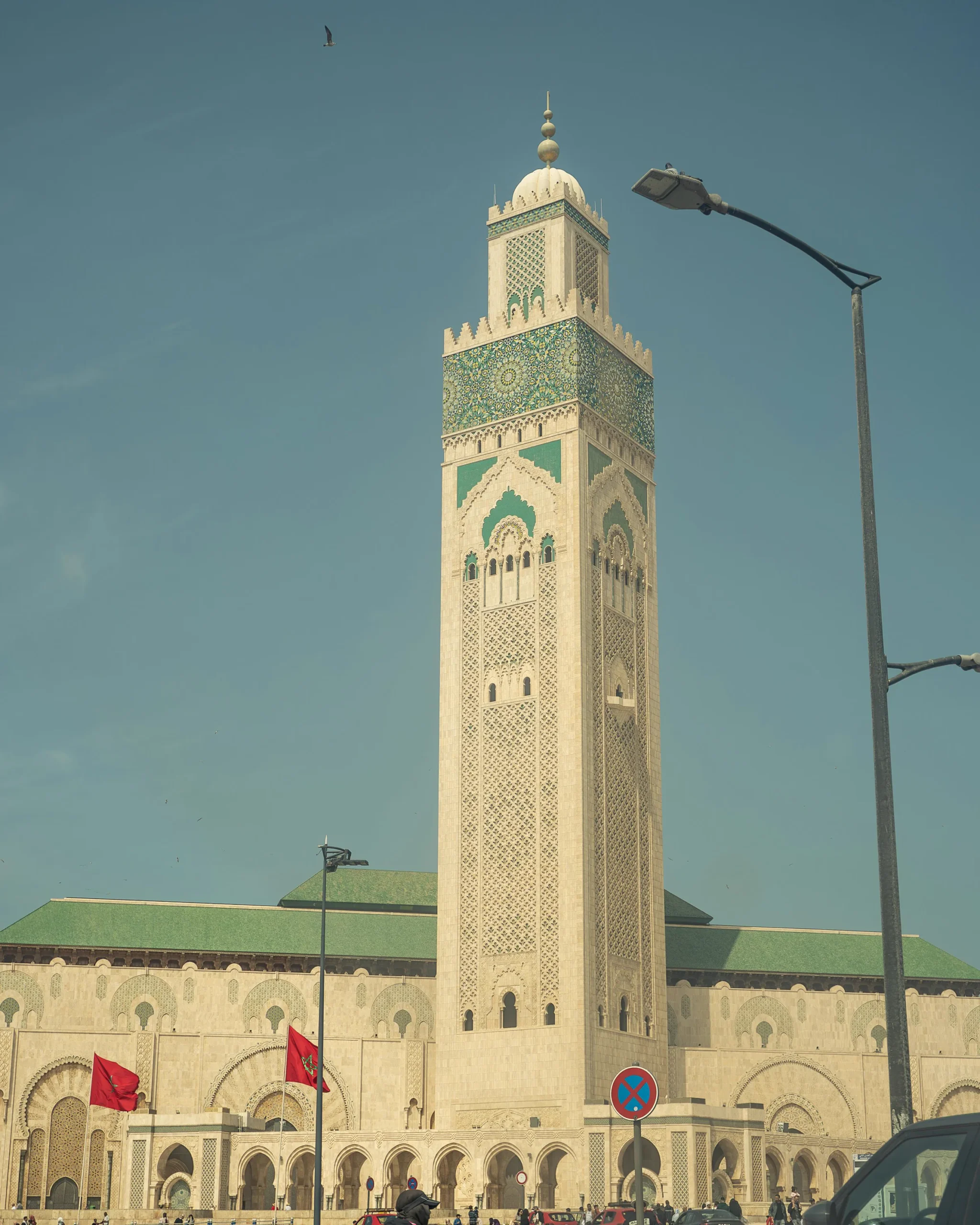 Hassan II Mosque standing tall on a sunny day in Casablanca